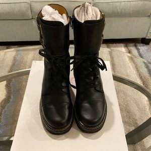 See By Chloe Mallory Leather Combat Boots Size 40
